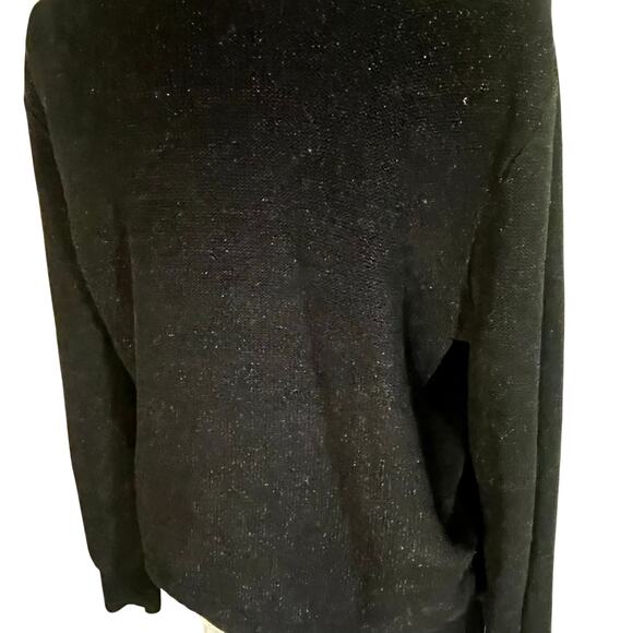 Chaps Classic Black Cable Knit Front Sweater With Sparkle- Womens Size 2X - Picture 2 of 7